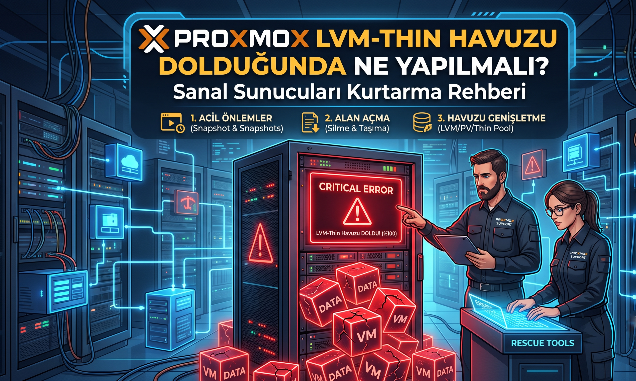 Proxmox LVM-Thin Havuzu Dolduğunda Ne Yapılmalı? Sanal Sunucuları Kurtarma Rehberi
